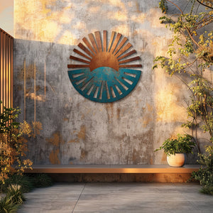 Rustic sunrise metal wall art southwestern desert outdoor decor