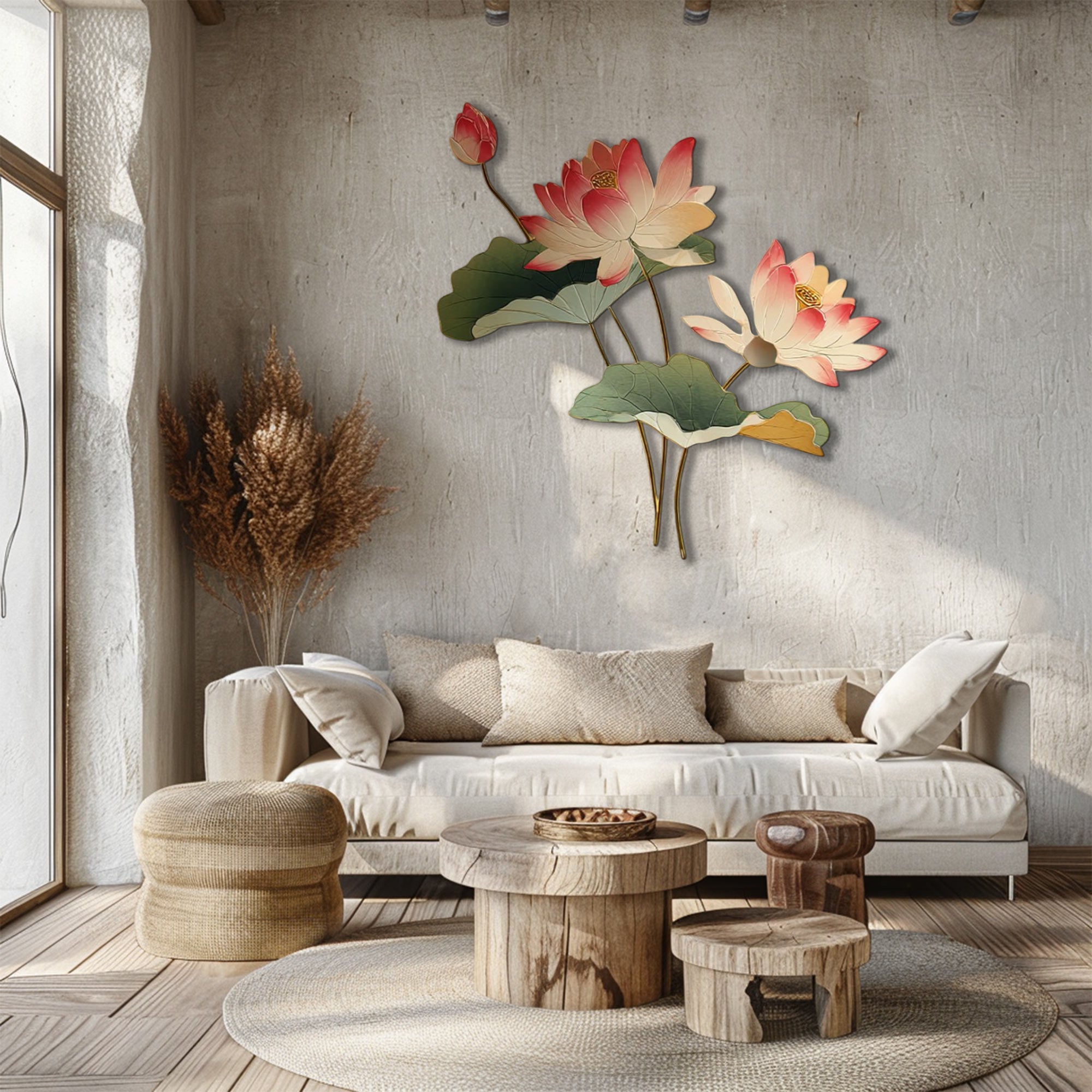 Elegant lotus aluminum wall decor for spa and meditation room interiors 1