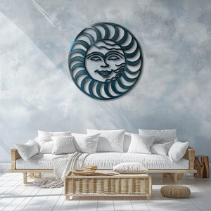 Celestial sun face metal wall art boho southwestern decor