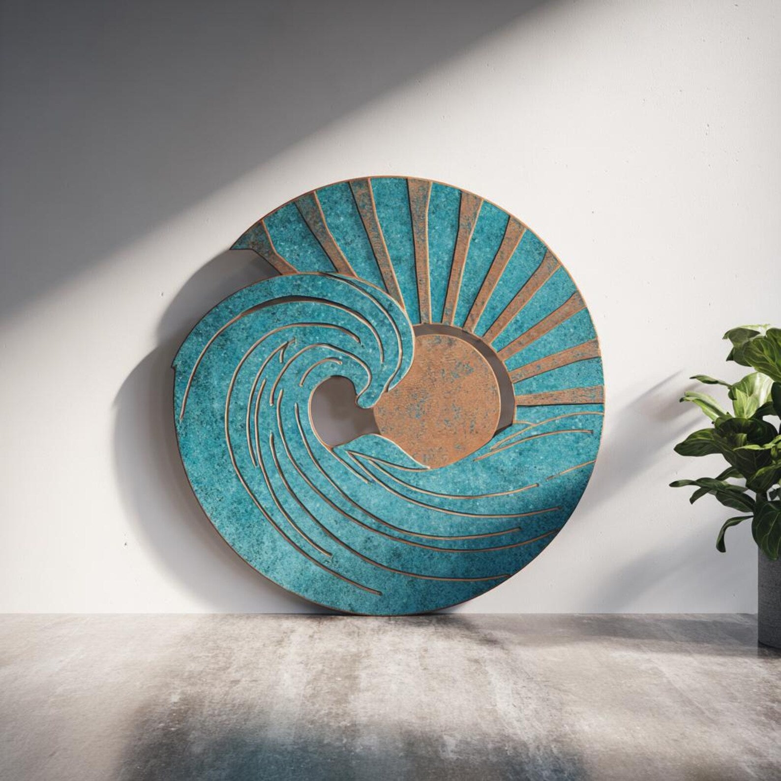 Ocean Wave Sunrise UV printed aluminum metal wall art for coastal beach house living room and patio decor 1