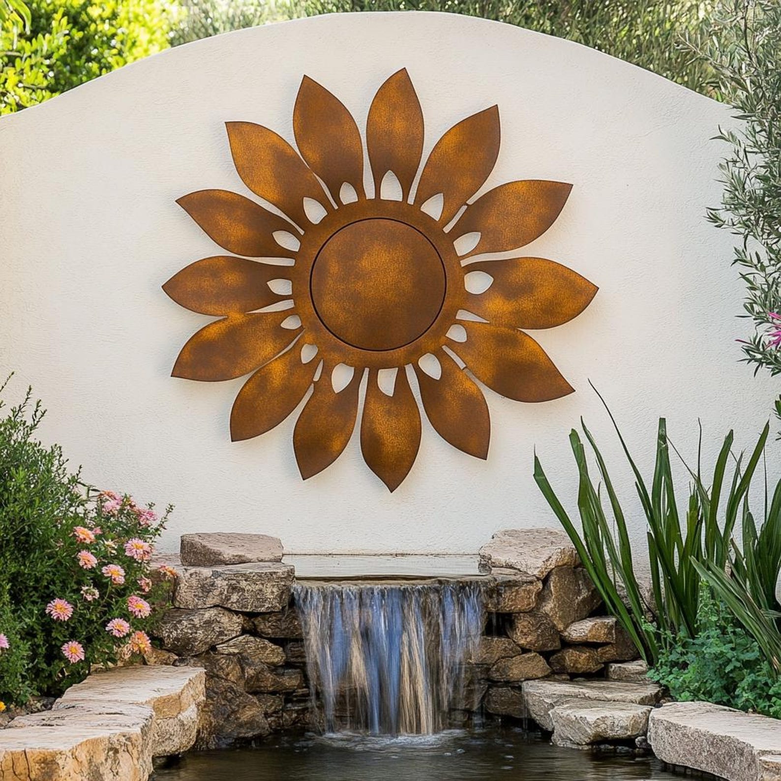 Rustic Sunflower UV printed aluminum metal wall art for outdoor garden patio and farmhouse decor 1