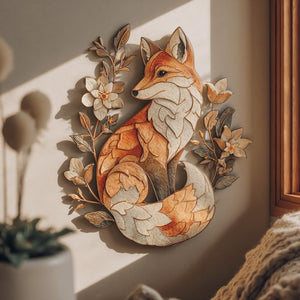 Fox Floral UV printed aluminum metal wall art for woodland living room bedroom and nursery decor 1