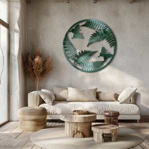 Fern butterfly metal wall art botanical garden decor 2