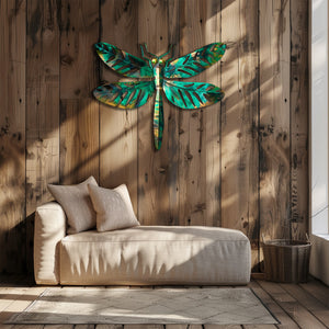 Tropical dragonfly metal wall art with botanical wings aluminum wall decor 2