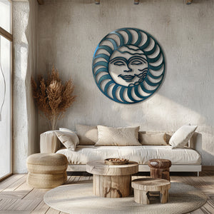 Celestial sun face metal wall art boho southwestern decor 2