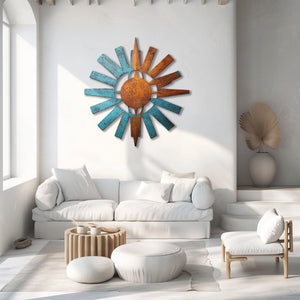 Rustic sunburst metal wall art southwestern outdoor aluminum wall decor 2