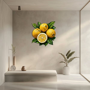 Rustic lemon aluminum wall decor with textured citrus artwork for farmhouse dining room styling 3