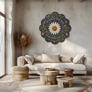 Be Kind Daisy Peace UV printed aluminum metal wall art for dark floral living room bedroom and patio decor 4