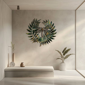Dragonfly botanical metal wall art with tropical leaves aluminum wall decor 3