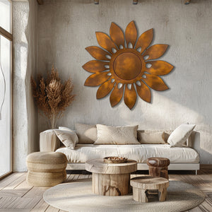 Rustic Sunflower UV printed aluminum metal wall art for outdoor garden patio and farmhouse decor 3