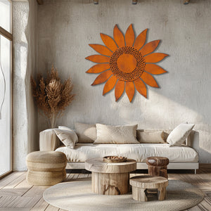 Rustic Sunflower UV printed aluminum metal wall art for outdoor garden patio and farmhouse decor 4
