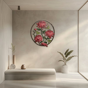 Chrysanthemum butterfly metal wall art floral botanical aluminum wall decor 3