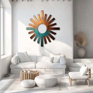 Rustic sunburst ring metal wall art southwestern outdoor decor 3