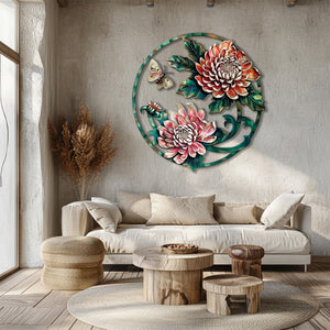 Lotus butterfly metal wall art floral botanical aluminum wall decor 3