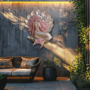 Mermaid Shell UV printed aluminum metal wall art for pastel ocean bedroom nursery and beach house decor 5
