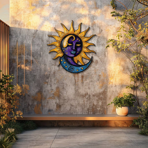 Celestial metal wall art with faux 3D cosmic artwork for spiritual decor 4