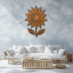 Rustic Sunflower Stem UV printed aluminum metal wall art for outdoor garden patio and farmhouse decor 5