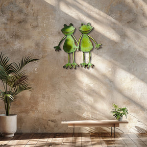 Cute frog pair metal wall art whimsical garden aluminum wall decor 4