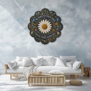 Be Kind Daisy Peace UV printed aluminum metal wall art for dark floral living room bedroom and patio decor 6