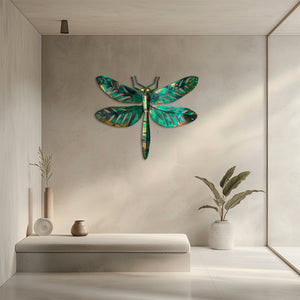 Tropical dragonfly metal wall art with botanical wings aluminum wall decor 5