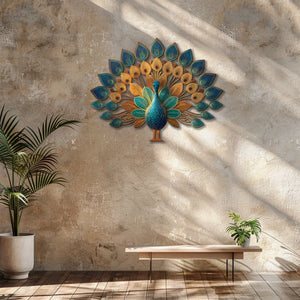 Peacock Fan Tail UV printed aluminum metal wall art for patio garden and living room decor 7