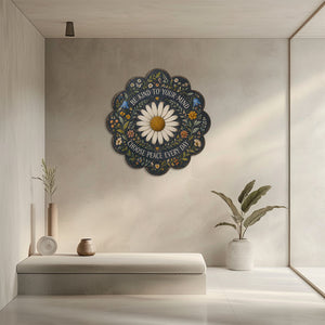 Be Kind Daisy Peace UV printed aluminum metal wall art for dark floral living room bedroom and patio decor 7