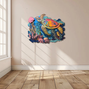 Sea turtle coral ocean metal wall art coastal decor 6
