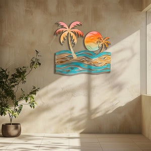 Tropical palm beach metal wall art coastal ocean decor 7