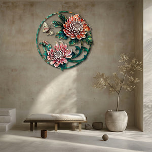 Lotus butterfly metal wall art floral botanical aluminum wall decor 7