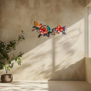 Hummingbird Hibiscus UV printed aluminum metal wall art for tropical living room and patio decor 9
