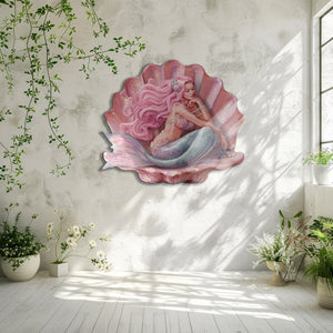 Mermaid Seashell UV printed aluminum metal wall art for ocean bedroom nursery and coastal decor 8
