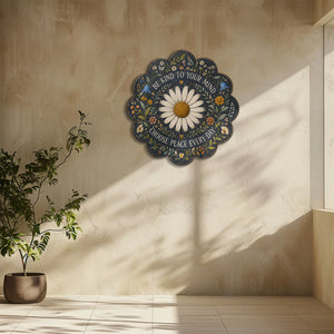 Be Kind Daisy Peace UV printed aluminum metal wall art for dark floral living room bedroom and patio decor 9