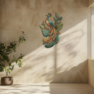 Peacock Leaf UV printed aluminum metal wall art for tropical patio garden and living room decor 9