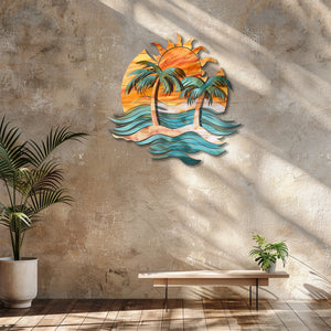 Tropical palm sunset metal wall art coastal beach decor 10
