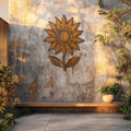 Rustic Sunflower Stem UV printed aluminum metal wall art for outdoor garden patio and farmhouse decor