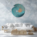 Ocean Wave Sunrise UV printed aluminum metal wall art for coastal beach house living room and patio decor