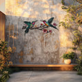 Hummingbird Branch UV printed aluminum metal wall art for floral living room and patio decor