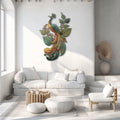 Peacock Leaf UV printed aluminum metal wall art for tropical patio garden and living room decor