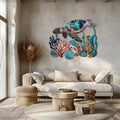 Sea turtle coral reef metal wall art coastal ocean decor