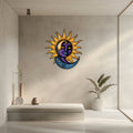 Celestial metal wall art with faux 3D cosmic artwork for spiritual decor