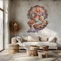 Mermaid Pearl Seashell UV printed aluminum metal wall art for ocean bedroom nursery and beach house decor