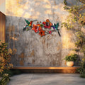 Hummingbird Flower UV printed aluminum metal wall art for tropical living room and patio decor