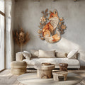 Fox Floral UV printed aluminum metal wall art for woodland living room bedroom and nursery decor
