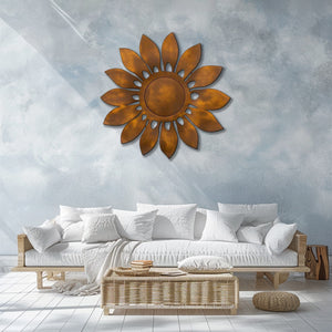 Rustic Sunflower UV printed aluminum metal wall art for outdoor garden patio and farmhouse decor