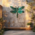Tropical dragonfly metal wall art with botanical wings aluminum wall decor