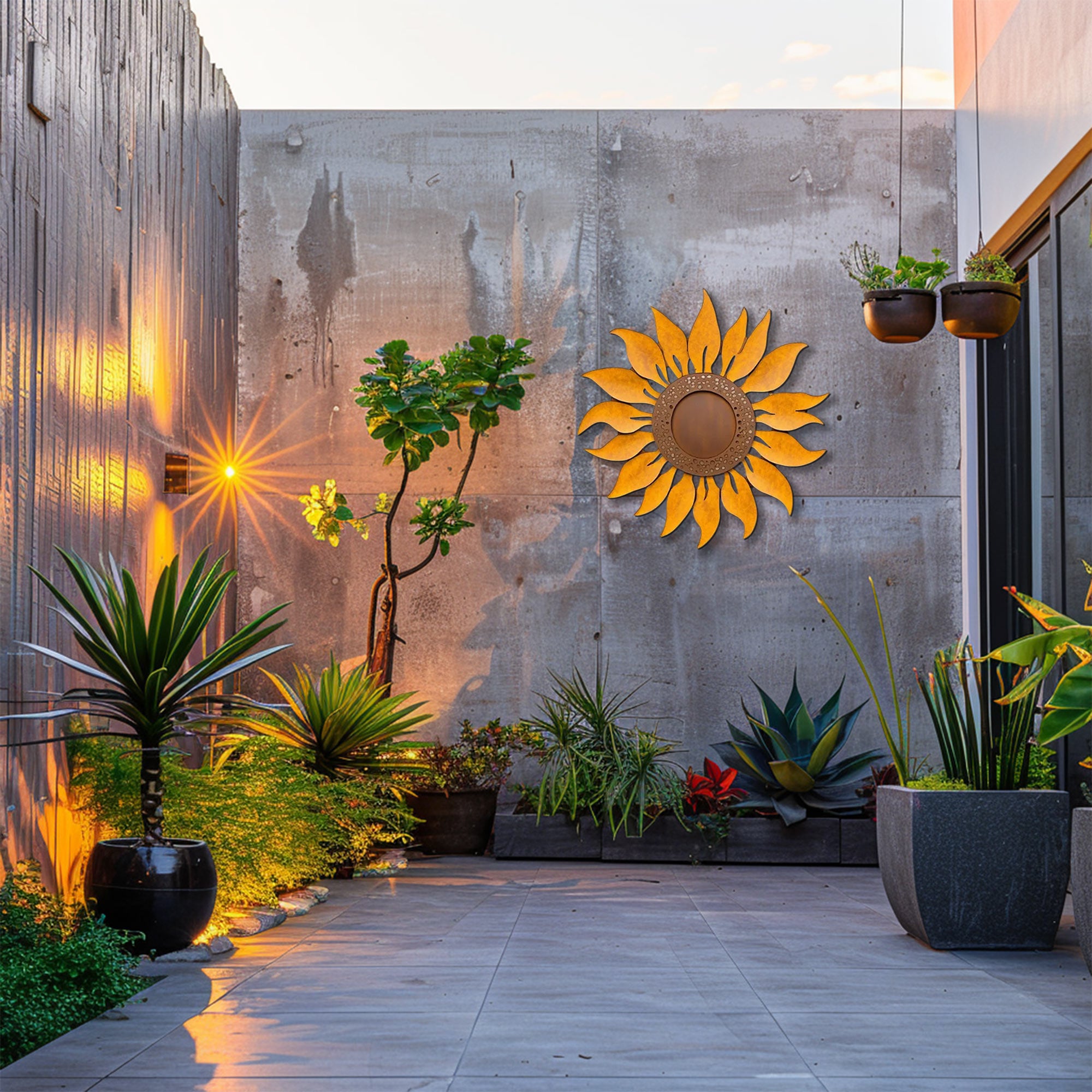Rustic Sunflower Garden UV printed aluminum metal wall art for outdoor patio yard and farmhouse decor 1