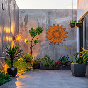 Rustic Sunflower UV printed aluminum metal wall art for outdoor garden patio and farmhouse decor 1
