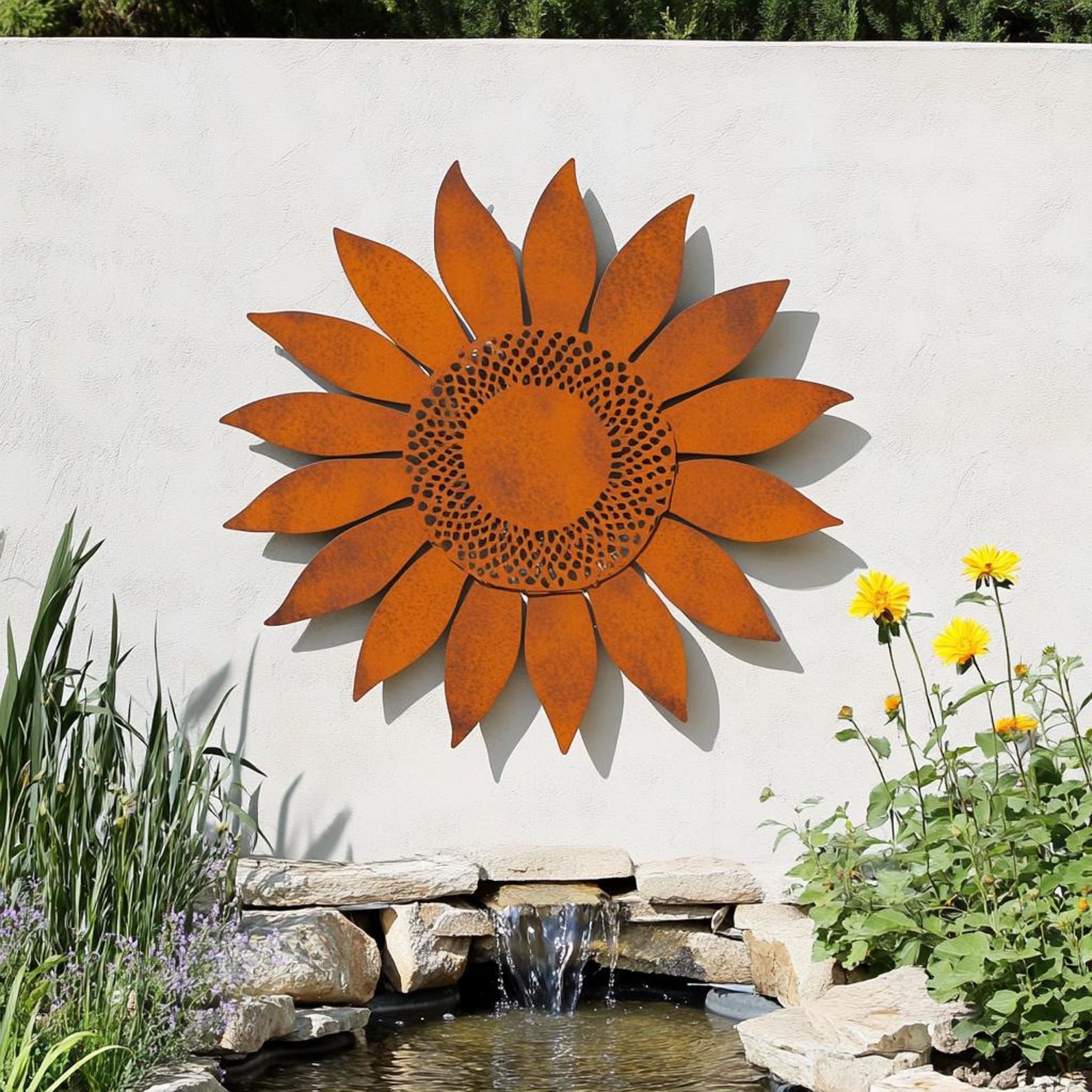 Rustic Sunflower UV printed aluminum metal wall art for outdoor garden patio and farmhouse decor 2