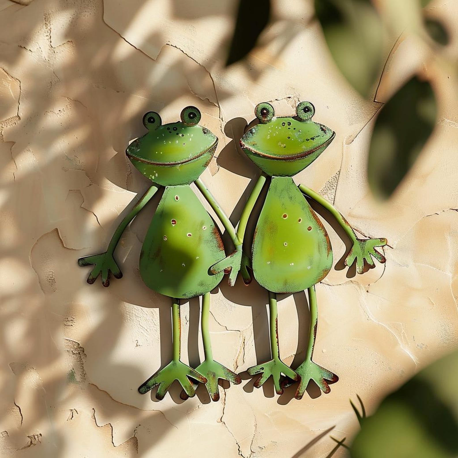 Cute frog pair metal wall art whimsical garden aluminum wall decor 1