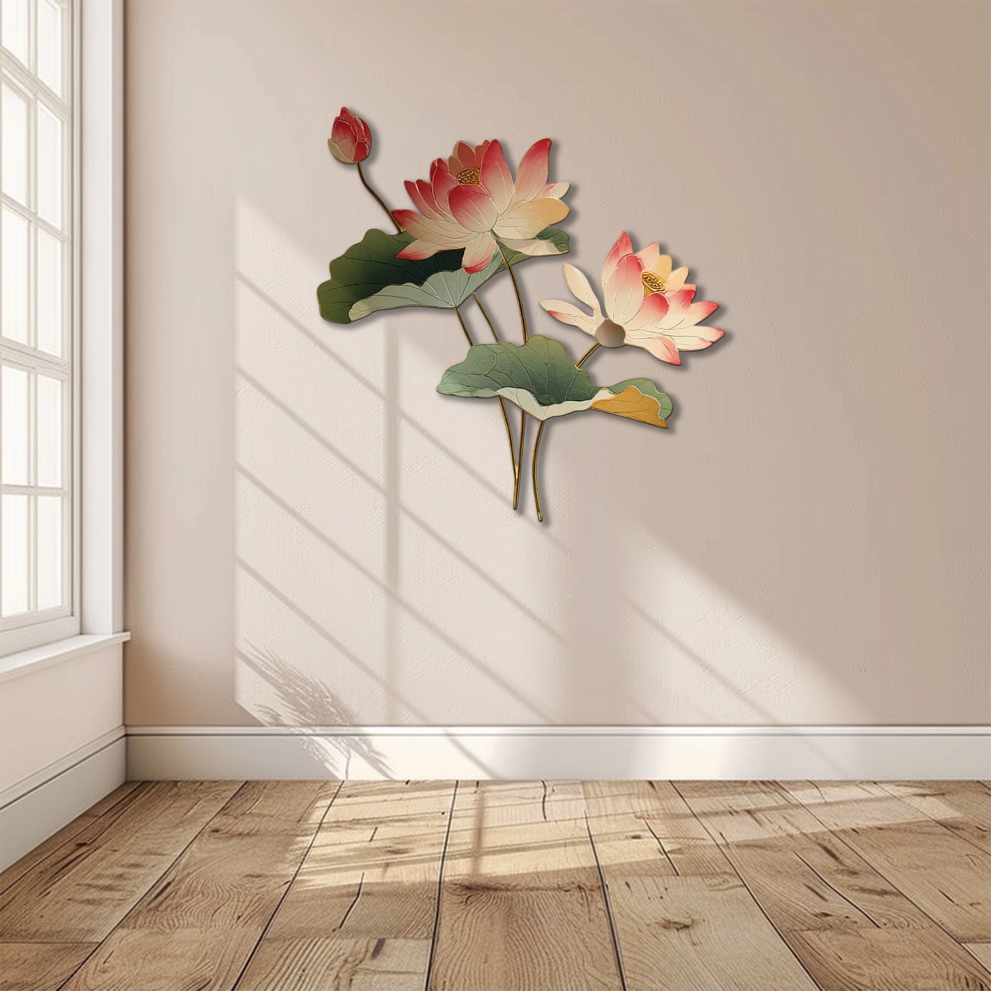 Elegant lotus aluminum wall decor for spa and meditation room interiors 2